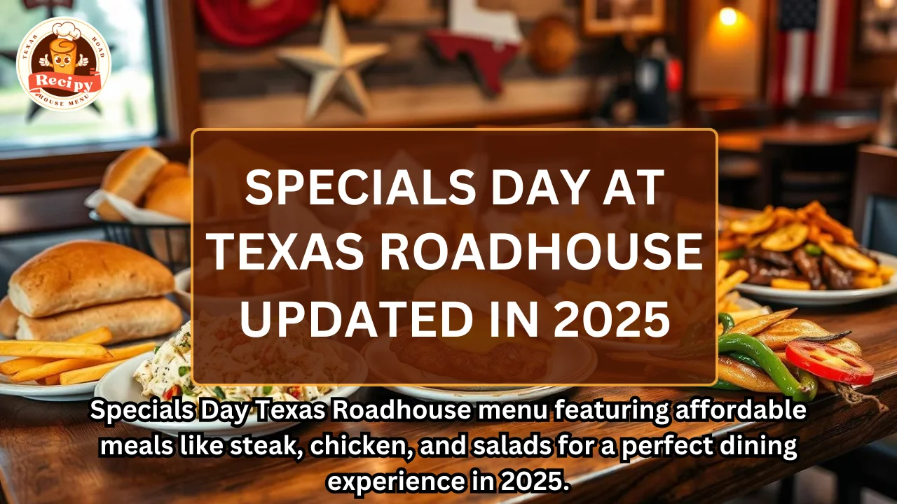 Specials Day Texas Roadhouse menu featuring affordable meals like steak, chicken, and salads for a perfect dining experience in 2025.