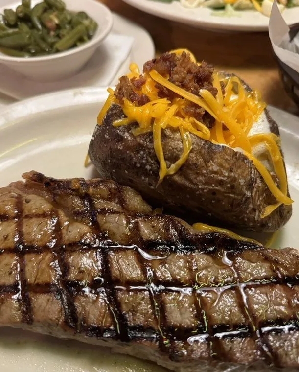 Texas Roadhouse hand-cut steak paired with a loaded baked potato