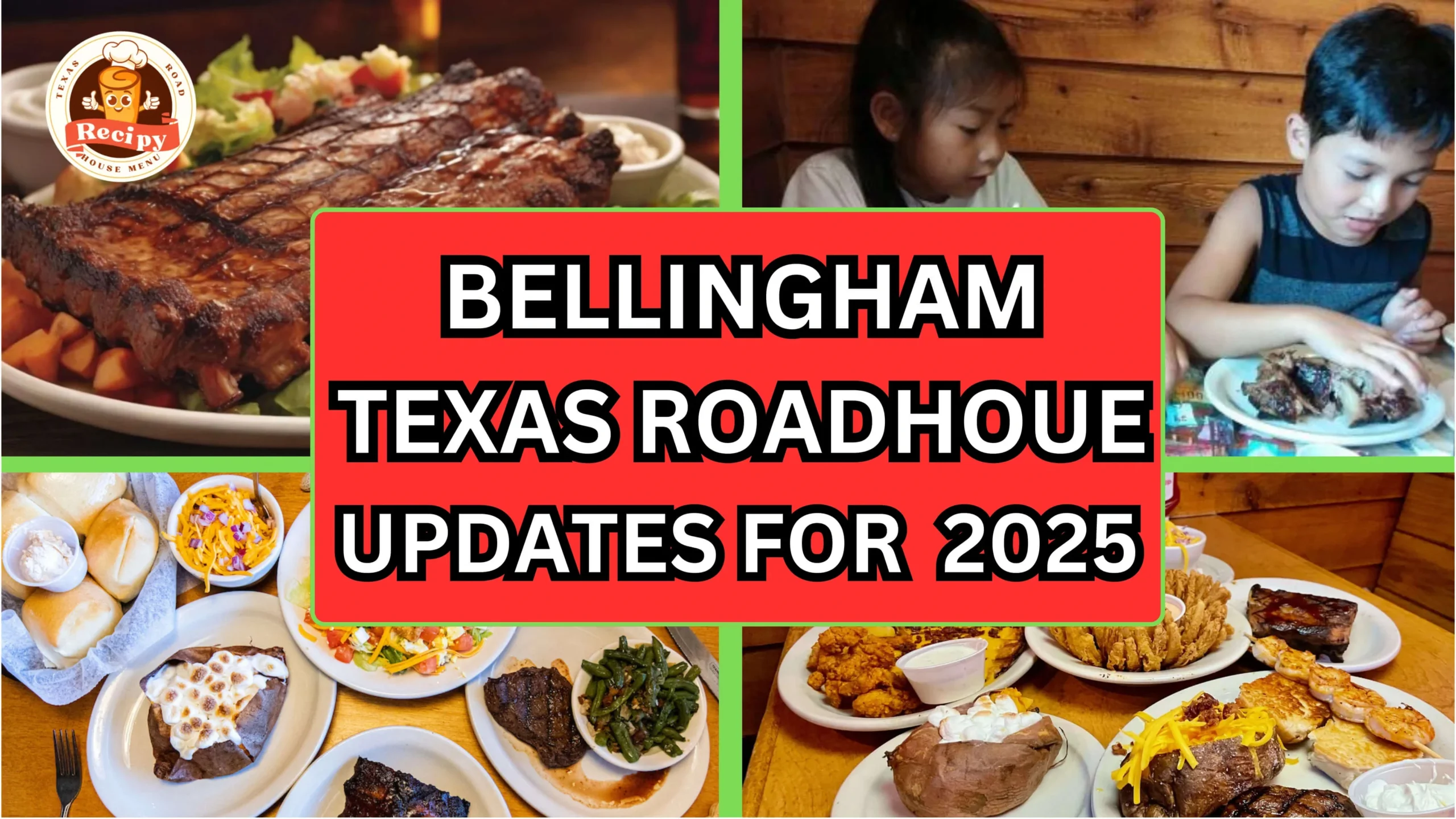 Texas Roadhouse Bellingham menu showcasing hand-cut steaks, BBQ ribs, and fresh seafood options