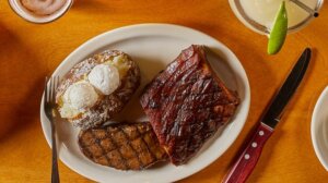 Texas Roadhouse steak and ribs meal, perfect for Cyber Monday offers.