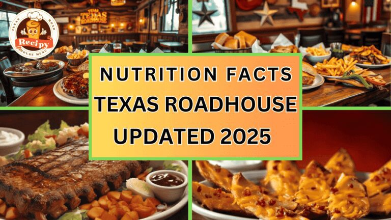 Texas Roadhouse nutrition breakdown featuring calorie counts, protein, carbs, and fat for popular menu items like steaks, rolls, and appetizers.