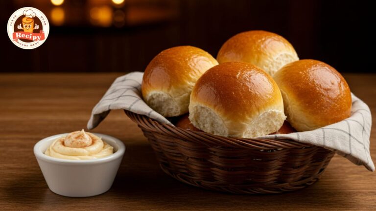 Texas Roadhouse dinner rolls served with cinnamon butter on a rustic table