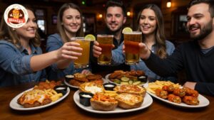 Texas Roadhouse happy hour with margaritas, beer, and appetizer deals in a rustic bar setting