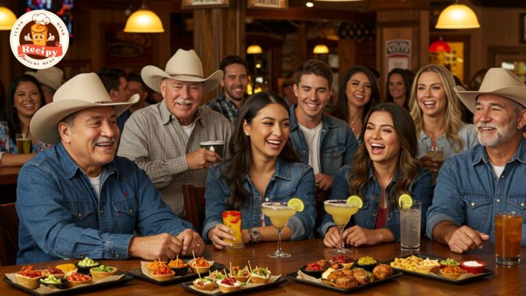Texas Roadhouse happy hour scene with drinks and appetizers in 2025