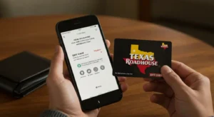 Checking Texas Roadhouse gift card balance with official logo visible
