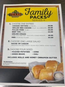 Family Pack Menu Texas Roadhouse