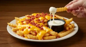 Texas Roadhouse Cheese Fries with bacon and ranch dip