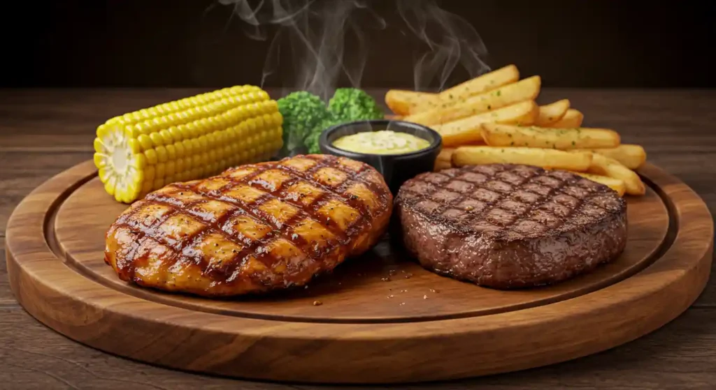 Grilled BBQ Chicken & Sirloin 6oz