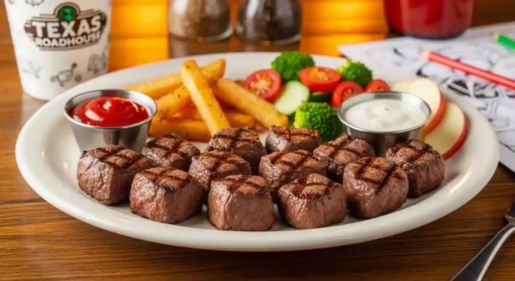 Texas Roadhouse Lil' Dillo Steak Bites—tender grilled steak pieces served with a dipping sauce