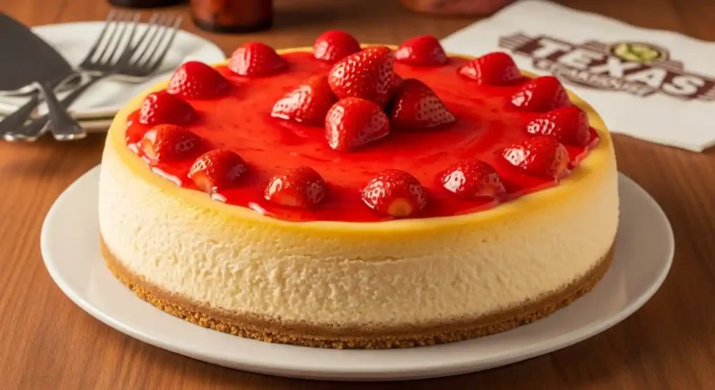 Whole Texas Roadhouse cheesecake with graham cracker crust